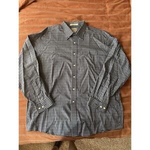 L.L. Bean Men's Navy Blue Long Sleeve Button-Up Shirt, Size XL 100% Cotton